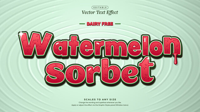 Watermelon Sorbet Red Seeded Text Effect on Mint Green Ripples
