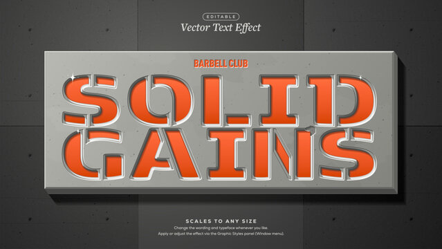 Solid Gains Orange Carved Text Effect in Gray Concrete Slab Sign