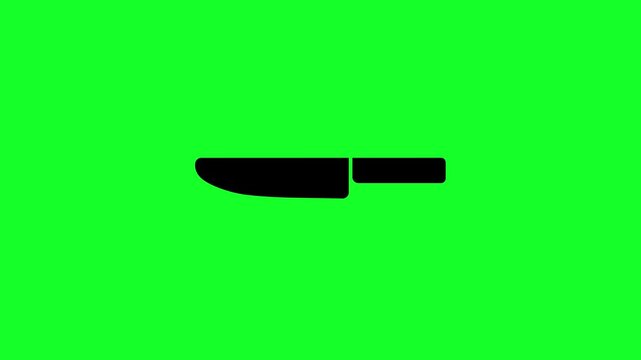 Animated Black Knife Icon on Green Screen Background