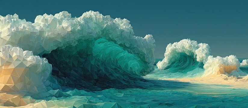 Large ocean wave crashing shore.
