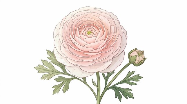 Pink Ranunculus Illustration
