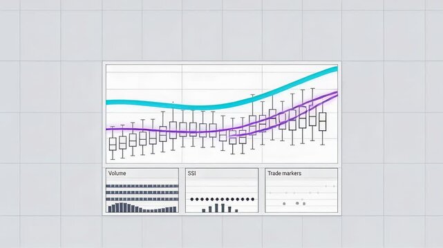 Animating central chart on grid, live data updating boxplots and teal purple lines