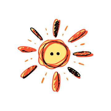 Cute Doodle Sun Vector Illustration With Funny Face