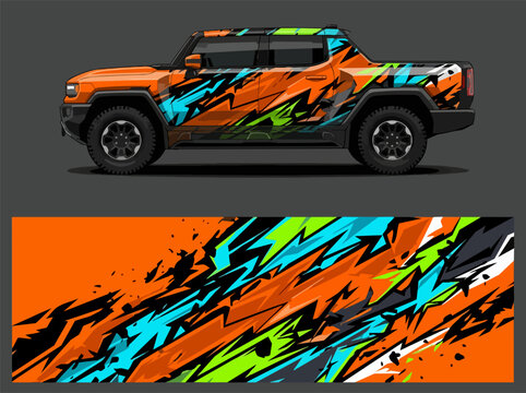 colorful abstract truck side art design