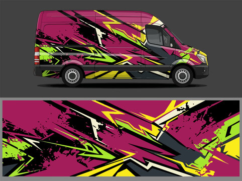 colorful abstract van side art design