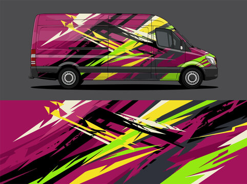 colorful abstract van side artwork design