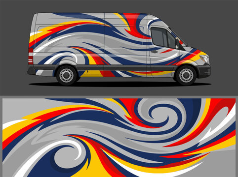 colorful abstract van side artwork