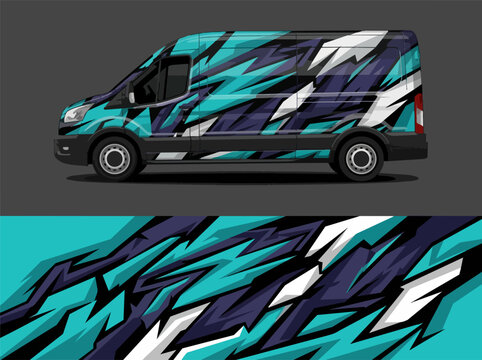 colorful abstract van with geometric pattern