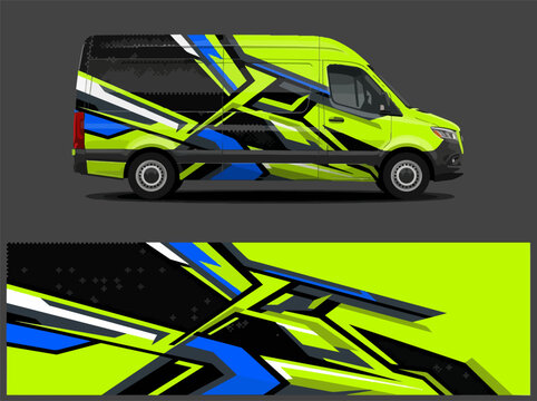 colorful camo van side profile illustration