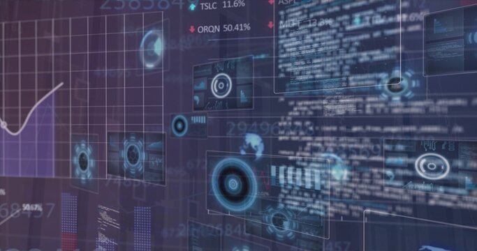 Translucent data panels floating over purple-blue background while gauges showing numeric readouts