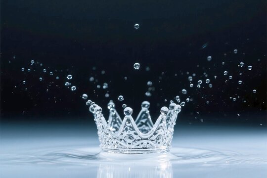 crystal crown sculpture forming from water splash showing luxury elegance and perfection