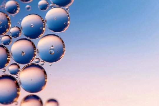 clear oil bubbles floating on water macro shot showing scientific innovation and purity