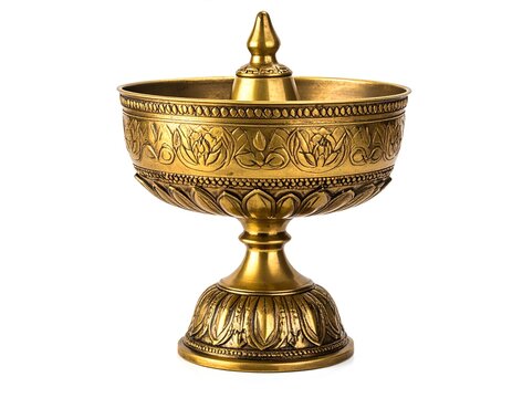 Traditional Sri Lankan Brass Pahana Oil Lamp with Ornamental Engraving