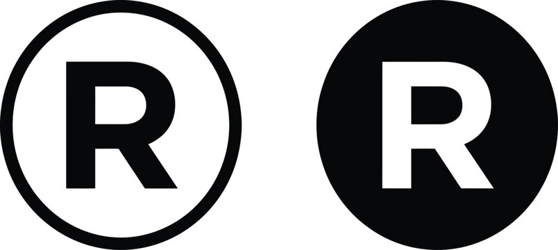 Registered trademark legal symbol variations for brand identity and corporate identification