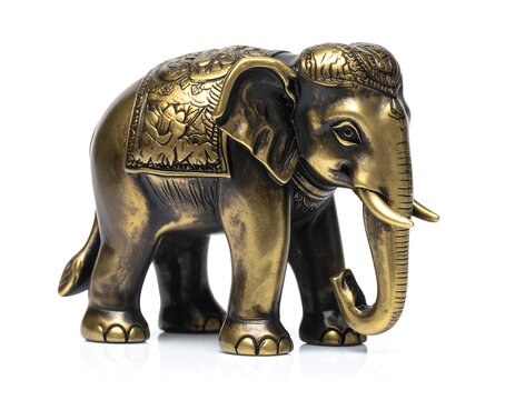 Sri Lankan Traditional Brass Elephant Figurine with Ornamental Engraving