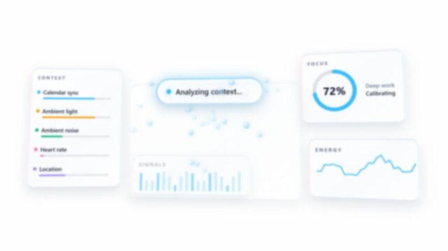 Ar copilot analytics assistant dashboard for workspace focus. 4K Video
