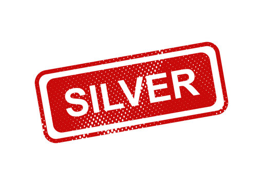 Red silver stamp with embossed text illustration