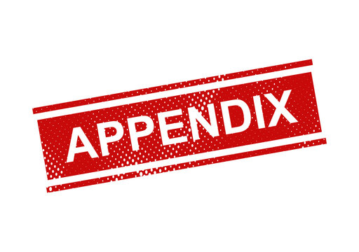 Red vintage appendix stamp with text illustration