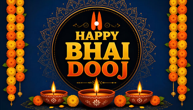 celebrating Happy Bhai Dooj on colorful art style background