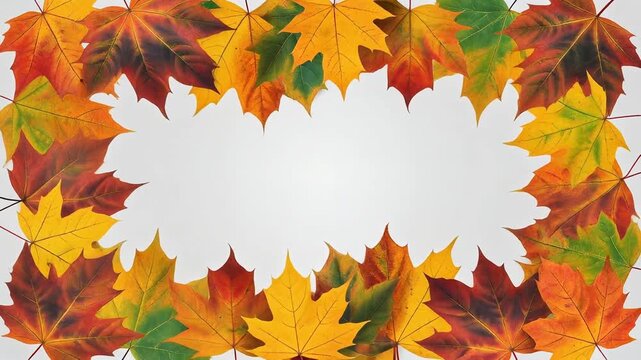 colorful autumn leaves border frame isolated on transparent background,png leaf thanksgiving and Halloween celebration video stream overlay social media design element