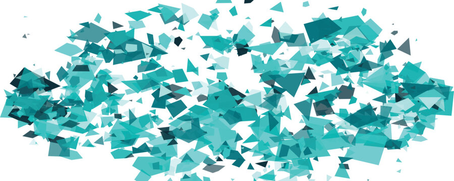 Teal Geometric Confetti Scatter Explosion Isolated on White Background for Celebration