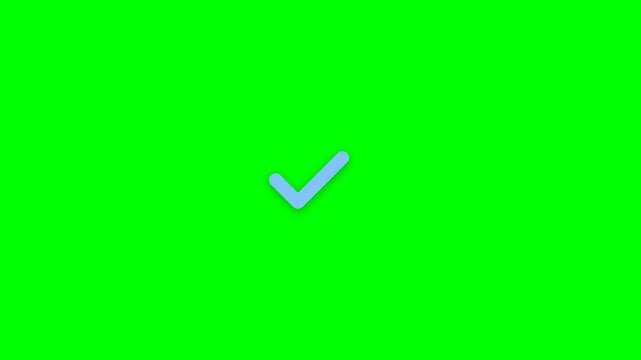 Animated checkmark icons transition on green screen background, featuring a pattern of white ticks and a single blue check mark symbol for validation, approval, success, and task completion.