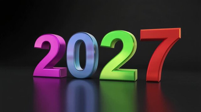 Colorful 2027 Year Numbers 4K Generative AI