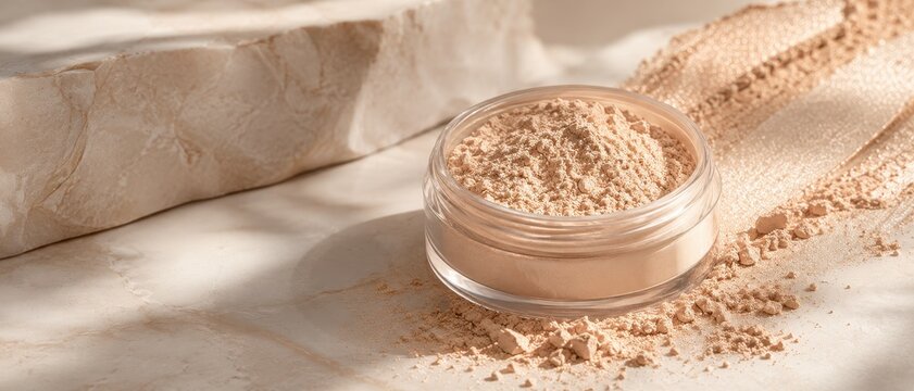 mica foundation compact rests in soft window light