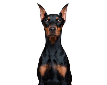 Doberman Pinscher stares ahead with alert expression