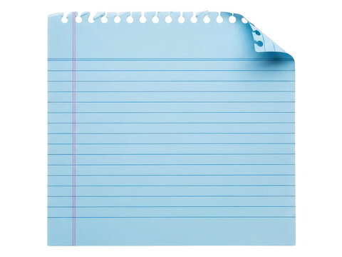 Blue lined paper sticky note with curled corner