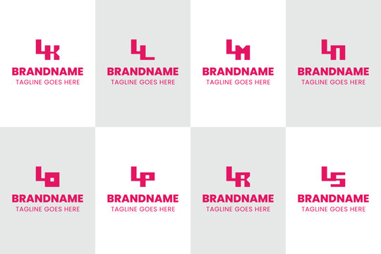 Letters LK LL LM LN LO LP LR LS Monogram Logo, for KL LL ML NL OL PL RL SL initials