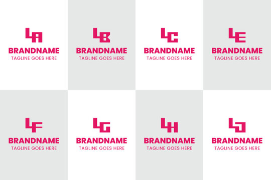 Letters LA LB LC LE LF LG LH LJ Monogram Logo, for AL BL CL EL FL GL HL JL initials