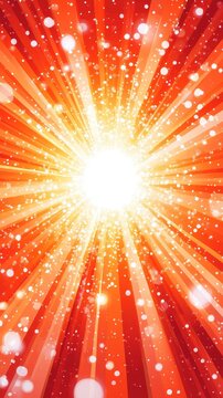 An intense burst of bright central light with radiating orange and red sun rays accompanied by glittering floating bokeh sparkles.Party and event planning blogs, celebration marketing sites