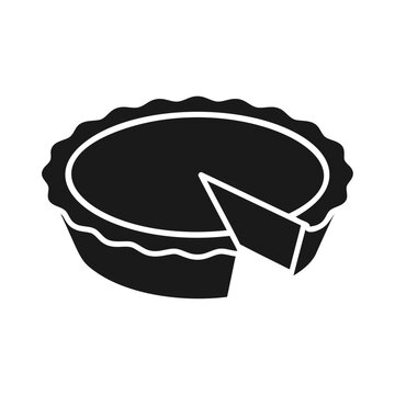 Black pie icon with a sliced piece removed isolated illustration vector design