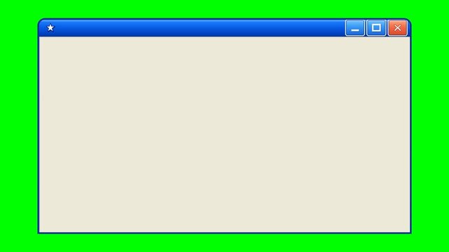 Computer software application window interface mockup with chroma key background.