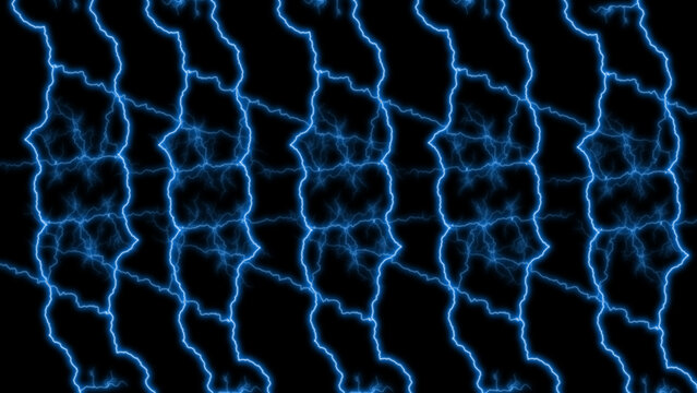 Electric Blue Lightning Pattern on a Black Abstract Background