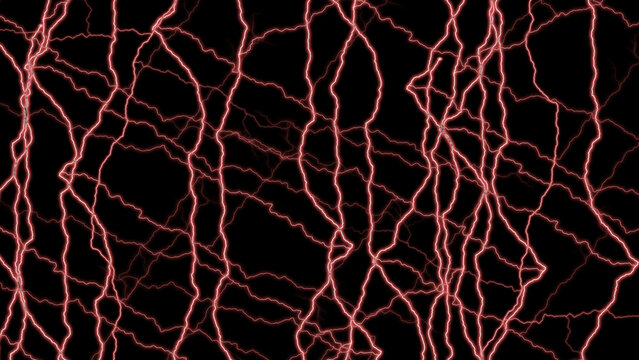 Red Neon Lightning Bolts on a Black Abstract Background