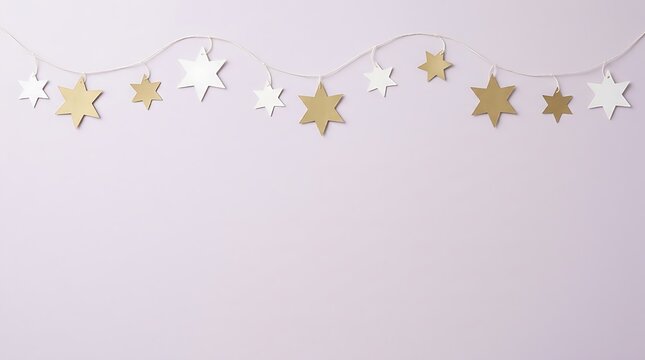 A delicate hanukkah celebration with pastel colors and shimmering star decorations for a festive mood