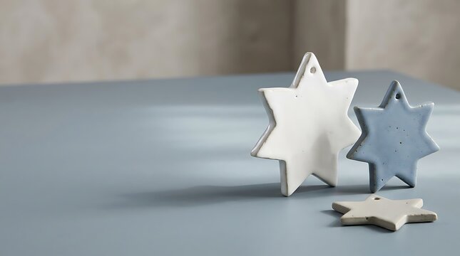 A serene hanukkah scene featuring delicate star decorations evoking warmth and the festival of lights' spirit