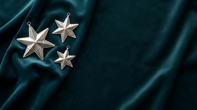 A beautiful dark teal hanukkah background featuring shimmering golden star shaped decorations and soft lighting