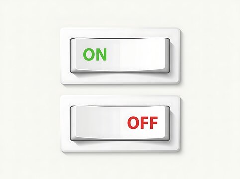 Double horizontal rocker light switches with green on and red off labels