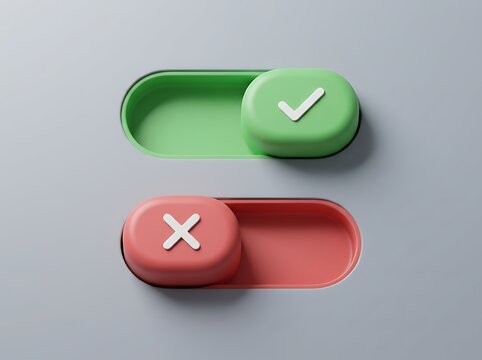 Modern interface toggle switches showing enabled and disabled states for user
