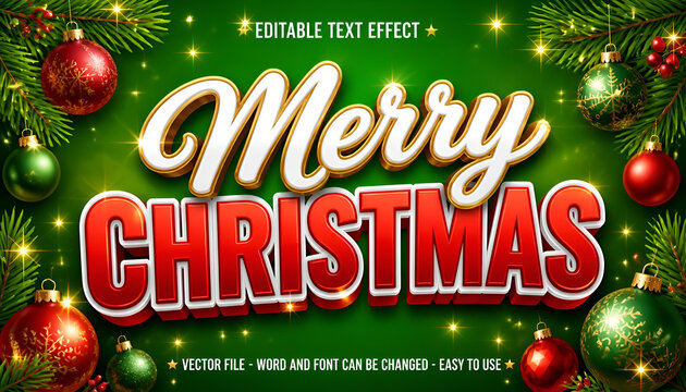 Merry christmas editable text effect