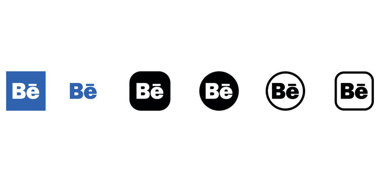 Set of Behance social media icons in various styles isolated on white background flat design.