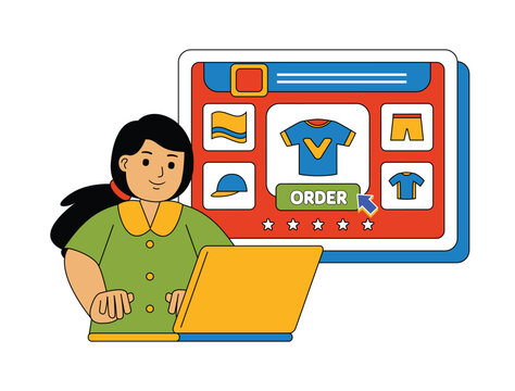 Happy People Shopping Vector Illustration