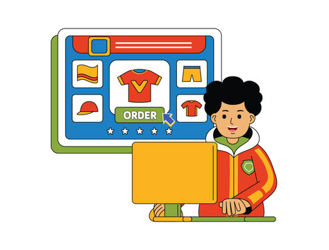 Happy People Shopping Vector Illustration