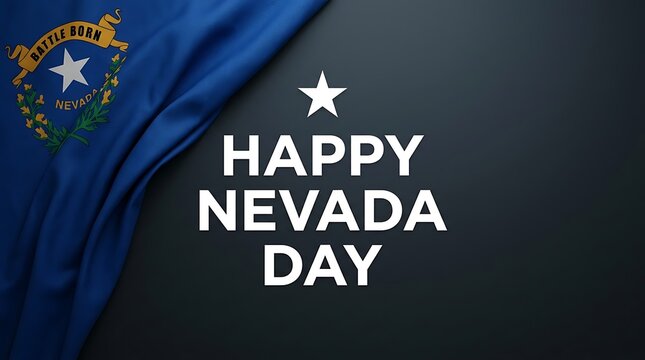 Happy Nevada Day text with state flag and white star on dark background for patriotic holiday celebration and regional pride social media
