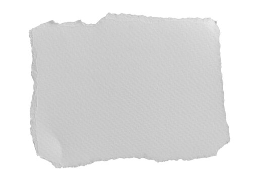 Blank white torn paper sheet with rough irregular edges and soft texture isolated on transparent background