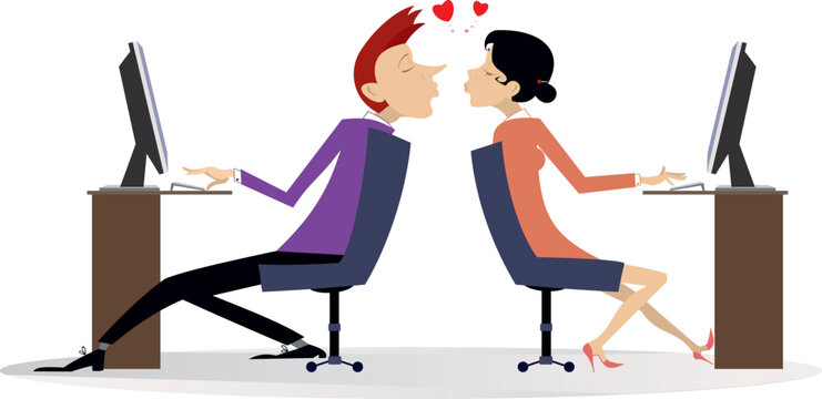Office people falling in love at the working place
