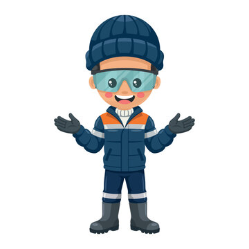 Industrial cold chain engineer with open hands demonstrating safety compliance and presenting thermodynamic protocols in the subzero temperature warehouse facility system
